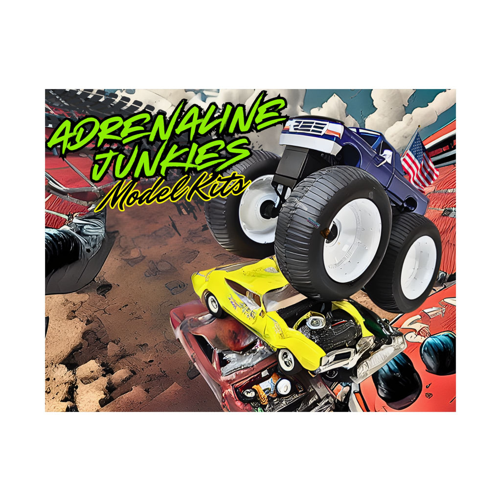 Adrenaline Junkies Model Kits Matte Poster — Monster Truck Racing Wall Art
