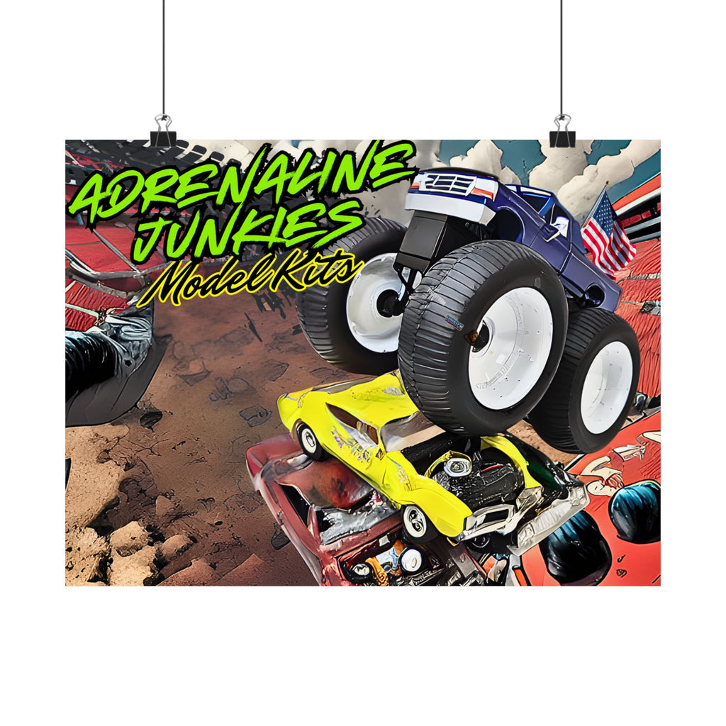 Adrenaline Junkies Model Kits Matte Poster — Monster Truck Racing Wall Art