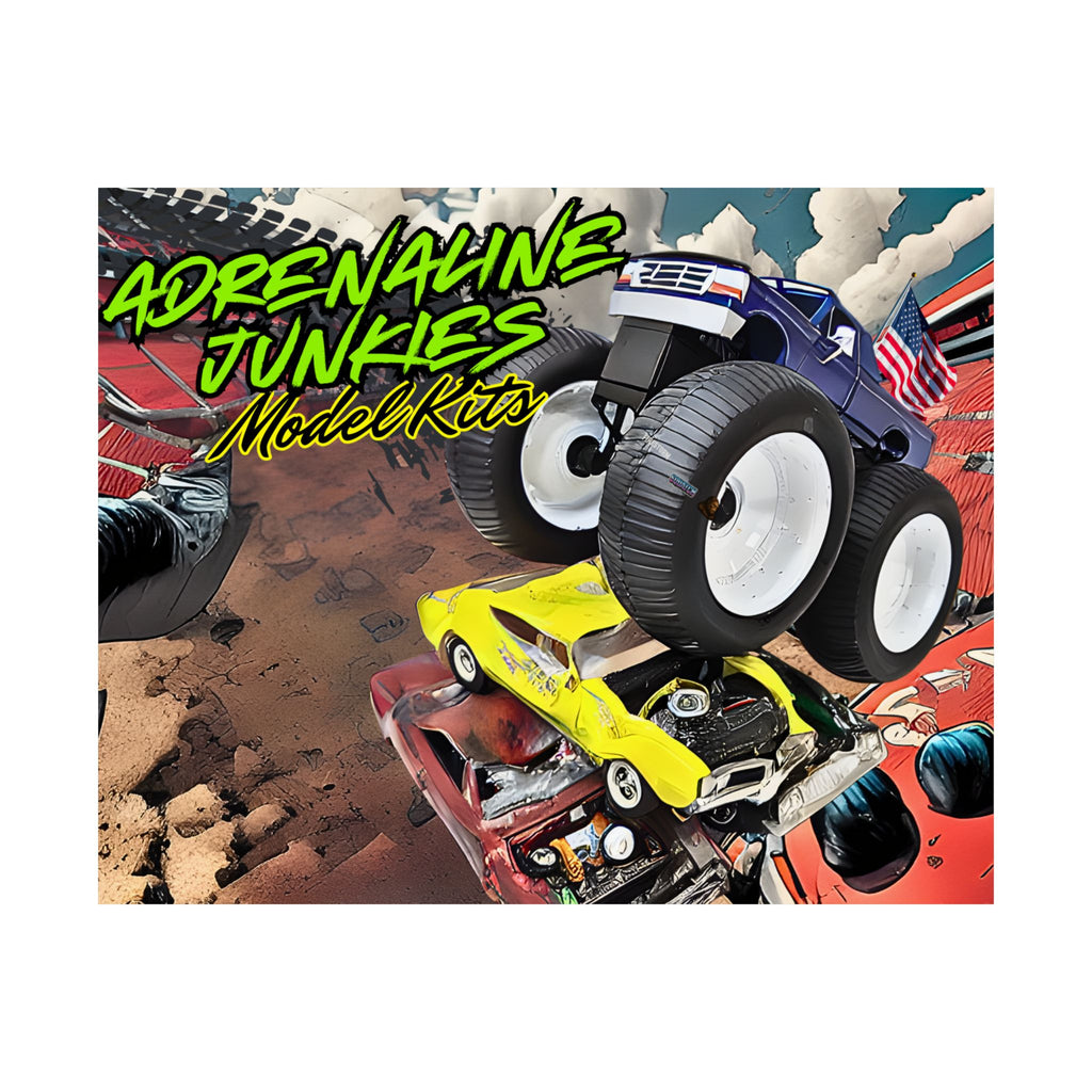 Adrenaline Junkies Model Kits Matte Poster — Monster Truck Racing Wall Art